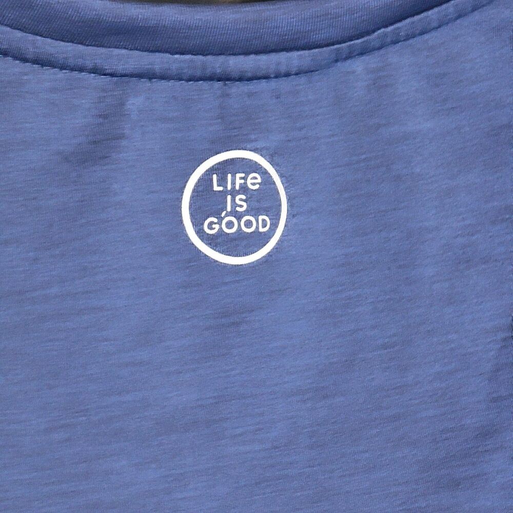 Women's Sz M Life is Good Namaste Positive Darkest Blue Lightweight Active Tank - Picture 9 of 9